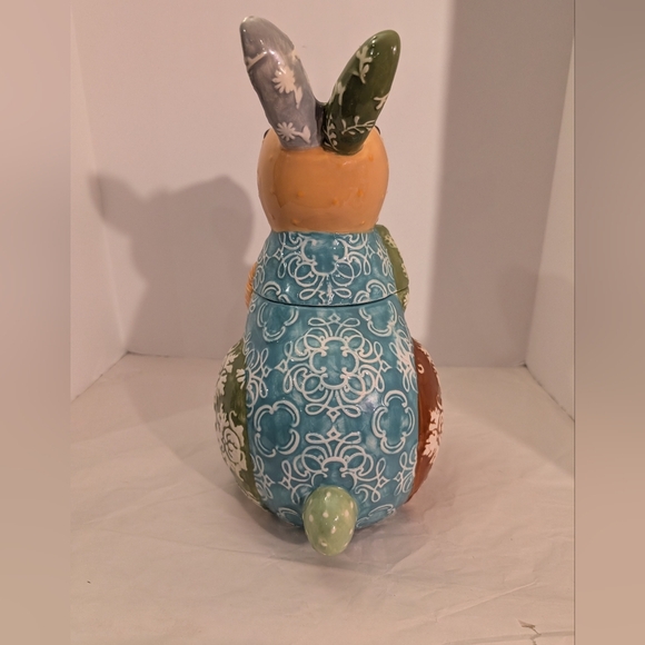 Cracker Barrel Easter Colorful Bunny/Rabbit Cookie Jar - 12.5 inches Tall - Picture 4 of 10